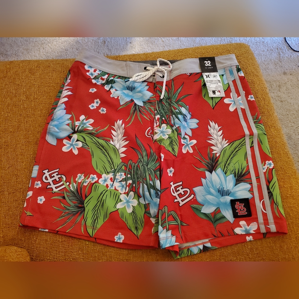 St. Louis Cardinals Hurley Phantom x ‘47 Brand  Board Shorts MLB NWT